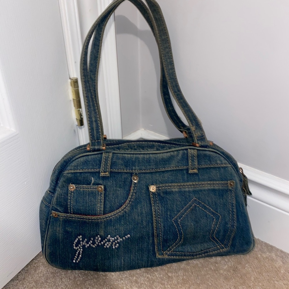 Vintage Guess Blue Denim Women's Bag